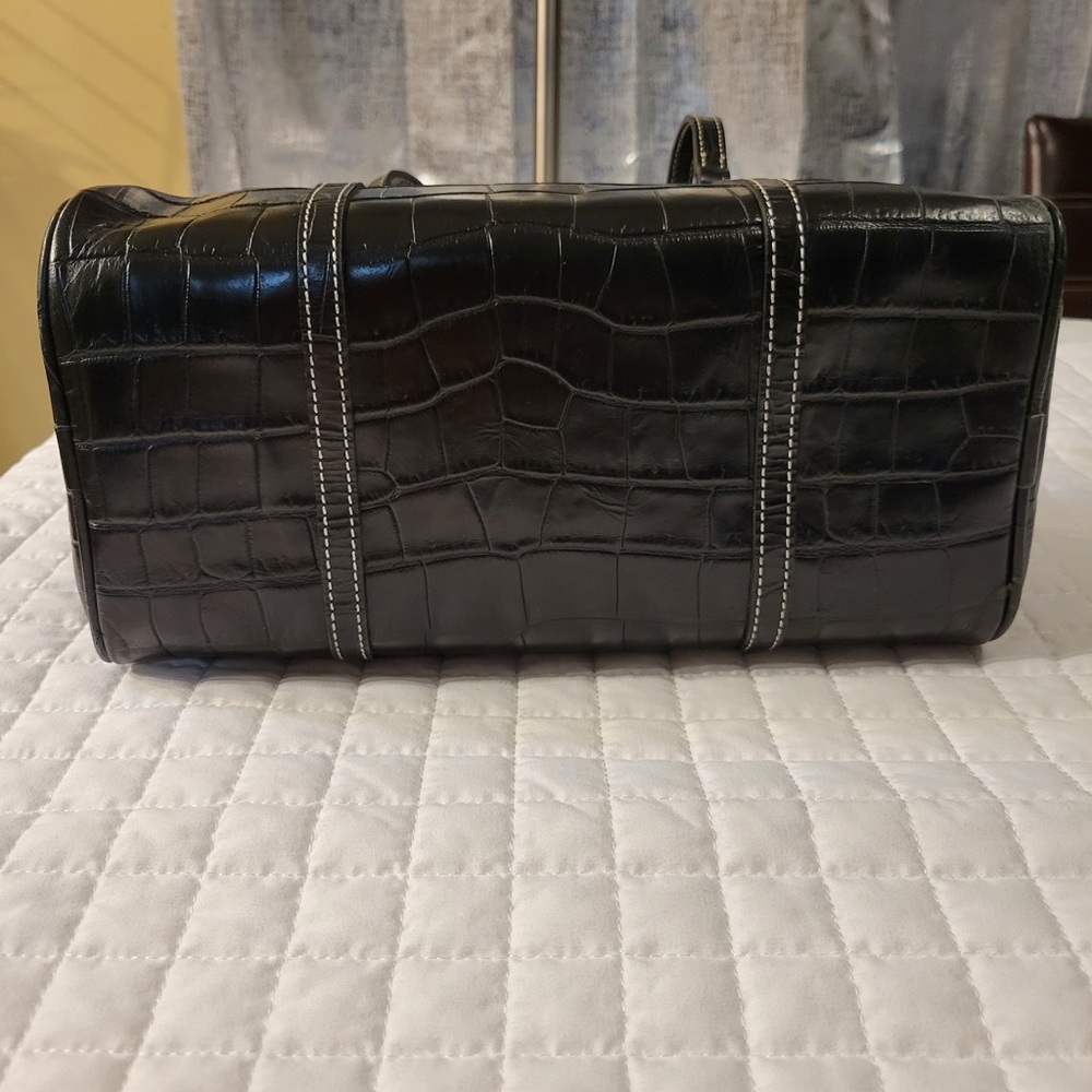 Dooney & Bourke 🖤 Black Croc-Embossed Barrel Shoulder Bag Vintage - Picture 5 of 11